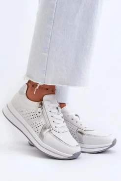 Hot Damskie Skórzane Sneakersy Na Platformie Białe Ligustra Damskie Sneakersy Damskie
