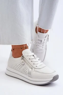 Hot Damskie Skórzane Sneakersy Na Platformie Białe Ligustra Damskie Sneakersy Damskie