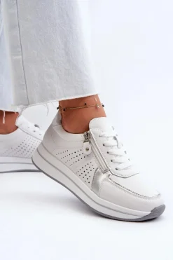 Hot Damskie Skórzane Sneakersy Na Platformie Białe Ligustra Damskie Sneakersy Damskie