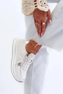 Hot Damskie Skórzane Sneakersy Na Platformie Białe Ligustra Damskie Sneakersy Damskie