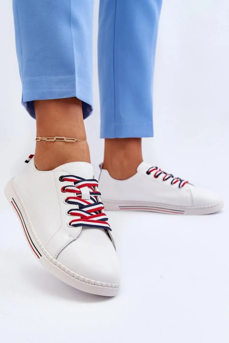 Sale Damskie Skórzane Tenisówki Białe Litzy Damskie Trampki Damskie Niskie