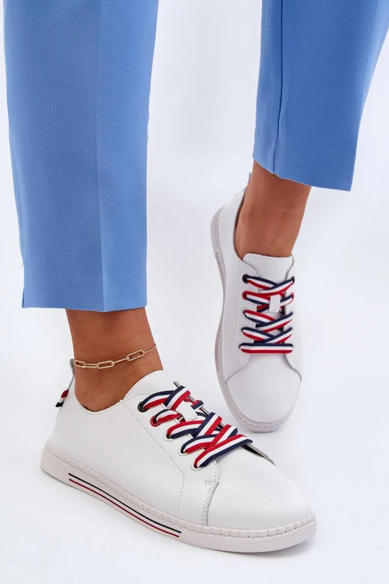 Sale Damskie Skórzane Tenisówki Białe Litzy Damskie Trampki Damskie Niskie