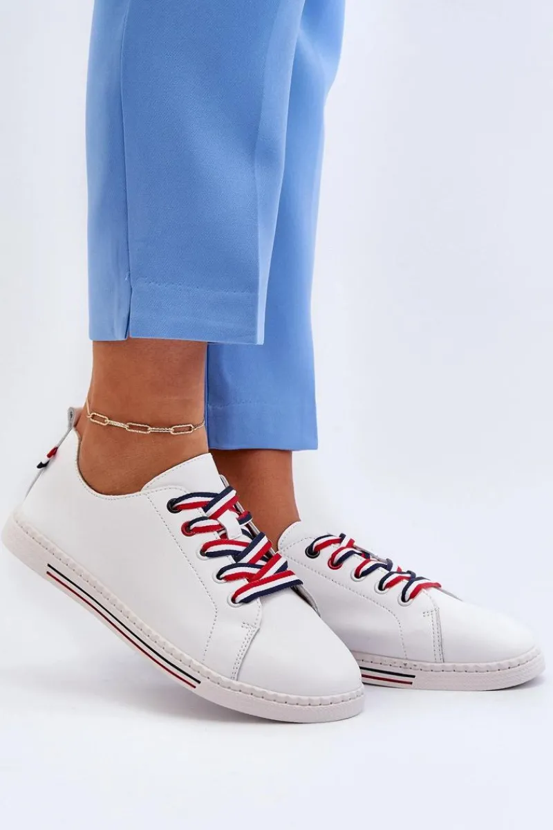 Sale Damskie Skórzane Tenisówki Białe Litzy Damskie Trampki Damskie Niskie