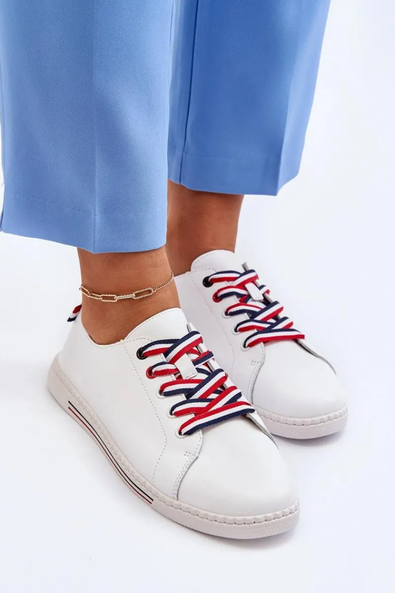 Sale Damskie Skórzane Tenisówki Białe Litzy Damskie Trampki Damskie Niskie