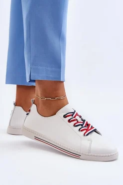 Sale Damskie Skórzane Tenisówki Białe Litzy Damskie Trampki Damskie Niskie
