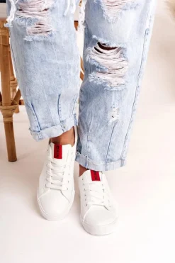 New Big Star Shoes Damskie Skórzane Tenisówki Z Tasiemką BIG STAR DD274685 Białe Biały