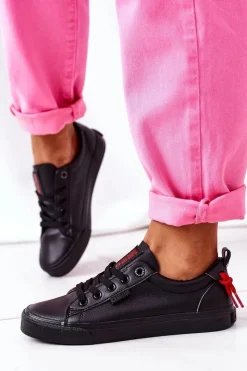 Trampki Damskie Big Star|Trampki Damskie Niskie>Big Star Shoes Damskie Skórzane Tenisówki BIG STAR GG274161 Czarne