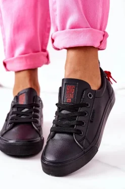 Trampki Damskie Big Star|Trampki Damskie Niskie></noscript>Big Star Shoes Damskie Skórzane Tenisówki BIG STAR GG274161 Czarne