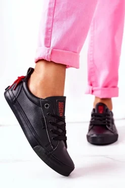 Trampki Damskie Big Star|Trampki Damskie Niskie></noscript>Big Star Shoes Damskie Skórzane Tenisówki BIG STAR GG274161 Czarne