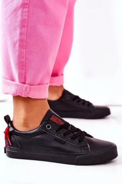 Trampki Damskie Big Star|Trampki Damskie Niskie></noscript>Big Star Shoes Damskie Skórzane Tenisówki BIG STAR GG274161 Czarne