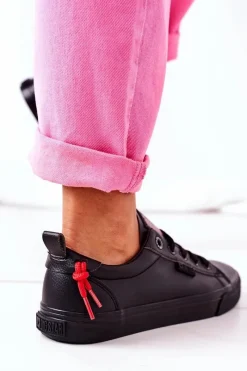 Trampki Damskie Big Star|Trampki Damskie Niskie></noscript>Big Star Shoes Damskie Skórzane Tenisówki BIG STAR GG274161 Czarne