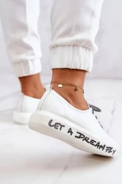 Online Damskie Skórzane Tenisówki Na Platformie Białe Marien Damskie Trampki Damskie Niskie