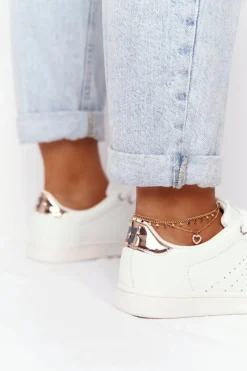 Big Star Shoes Damskie Skórzane Tenisówki BIG STAR DD274583 Biało-Miedziane