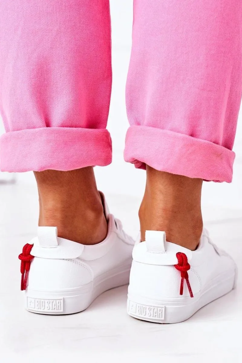 Damskie Skórzane Tenisówki BIG STAR GG274160 Białe Damskie Trampki Damskie Big Star|Trampki Damskie Niskie