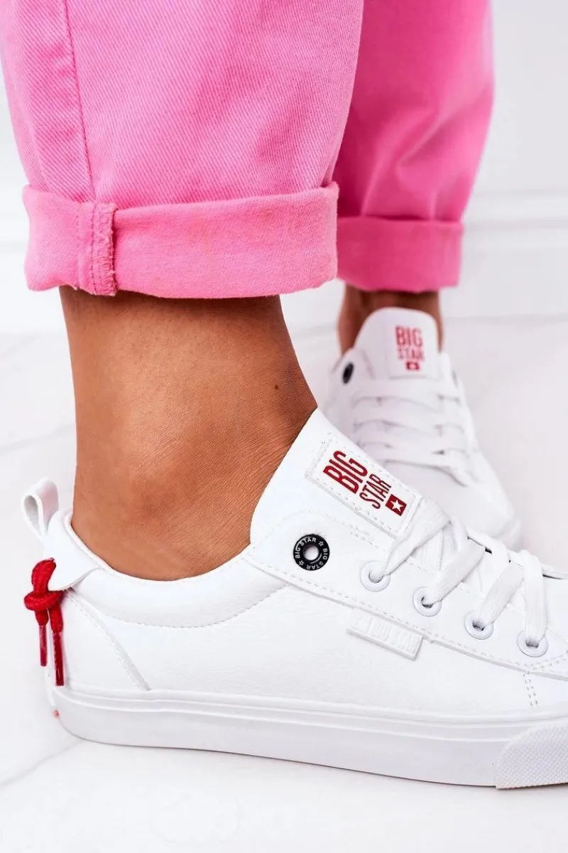 Damskie Skórzane Tenisówki BIG STAR GG274160 Białe Damskie Trampki Damskie Big Star|Trampki Damskie Niskie