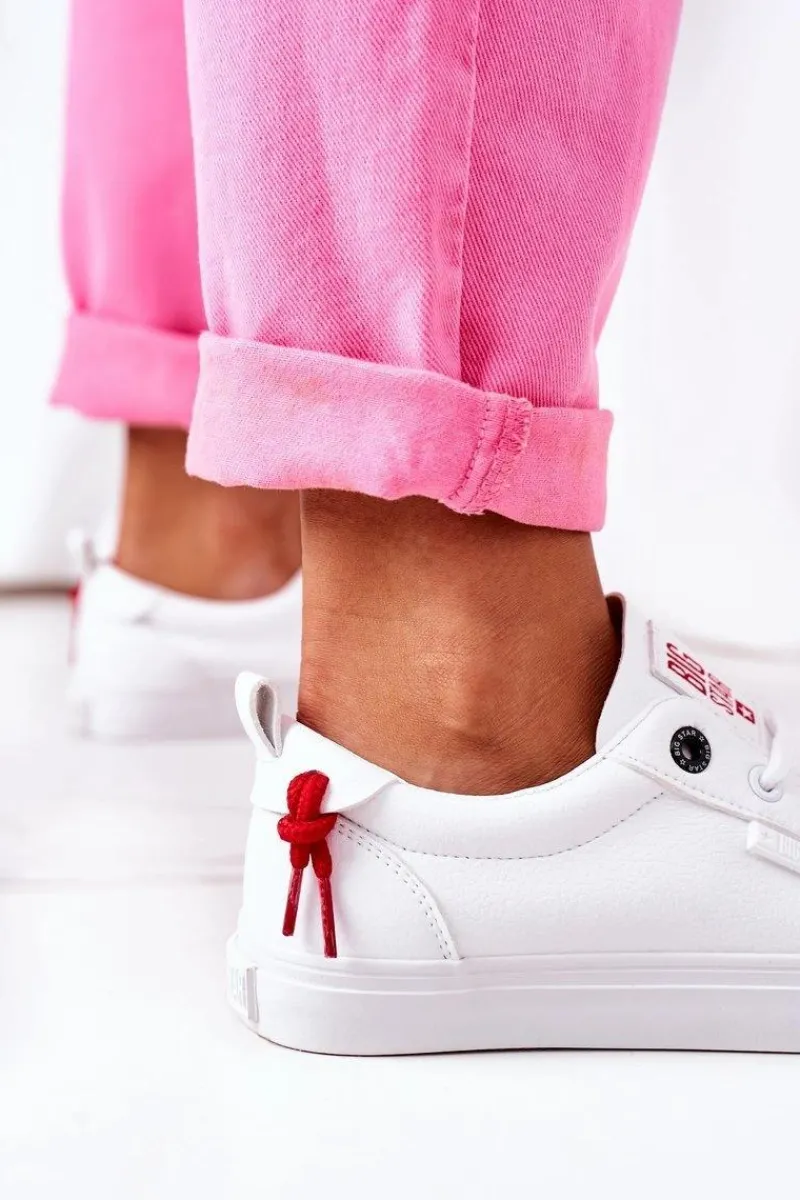 Damskie Skórzane Tenisówki BIG STAR GG274160 Białe Damskie Trampki Damskie Big Star|Trampki Damskie Niskie