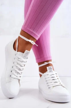 Sale Damskie Skórzane Tenisówki Białe Mikayla Damskie Trampki Damskie Niskie