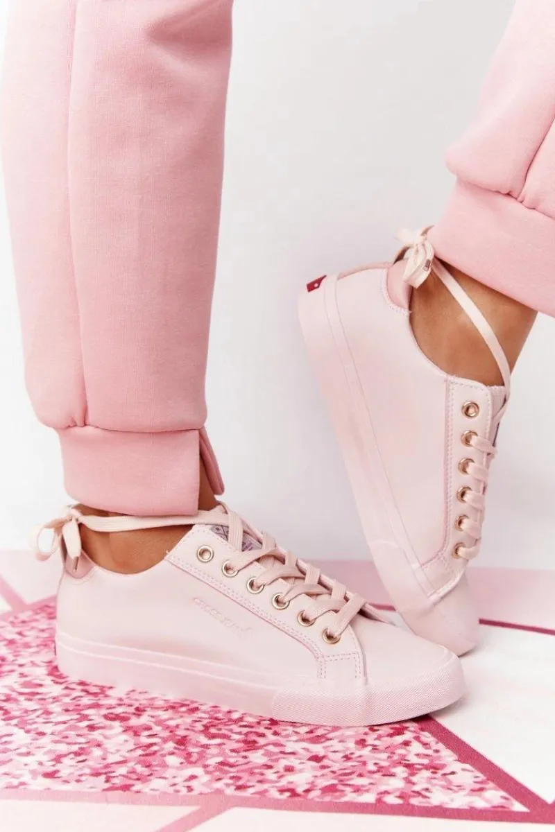 Hot Damskie Skórzane Tenisówki HH2R4004C Różowe Damskie Trampki Damskie Niskie