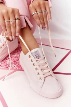 Hot Damskie Skórzane Tenisówki HH2R4004C Różowe Damskie Trampki Damskie Niskie