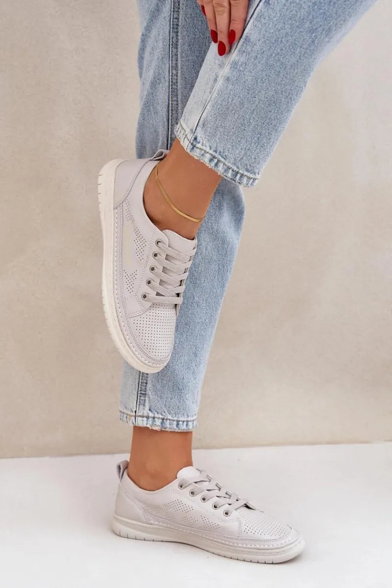 Discount Damskie Skórzane Tenisówki Szare Cloesa Damskie Trampki Damskie Niskie