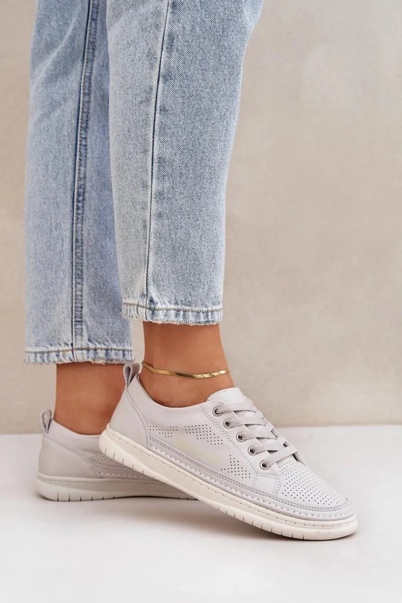 Discount Damskie Skórzane Tenisówki Szare Cloesa Damskie Trampki Damskie Niskie