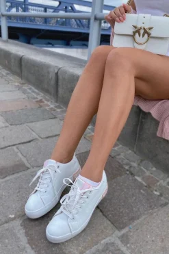 Damskie Skórzane Tenisówki BIG STAR II274033 Biało-Różowe Damskie Trampki Damskie Big Star|Trampki Damskie Niskie