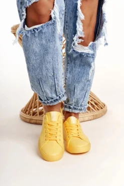 Trampki Damskie Big Star|Trampki Damskie Niskie>Big Star Shoes Damskie Skórzane Tenisówki BIG STAR HH274142 Żółte