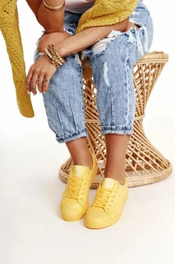 Trampki Damskie Big Star|Trampki Damskie Niskie></noscript>Big Star Shoes Damskie Skórzane Tenisówki BIG STAR HH274142 Żółte