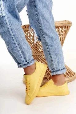 Trampki Damskie Big Star|Trampki Damskie Niskie></noscript>Big Star Shoes Damskie Skórzane Tenisówki BIG STAR HH274142 Żółte