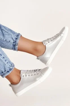 Clearance Damskie Skórzane Tenisówki BIG STAR HH274143 Srebrne Damskie Trampki Damskie Big Star|Trampki Damskie Niskie