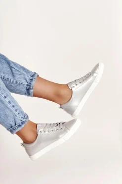 Clearance Damskie Skórzane Tenisówki BIG STAR HH274143 Srebrne Damskie Trampki Damskie Big Star|Trampki Damskie Niskie