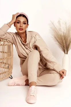 Damskie Skórzane Tenisówki BIG STAR HH274141 Jasny Róż Damskie Trampki Damskie Big Star|Trampki Damskie Niskie