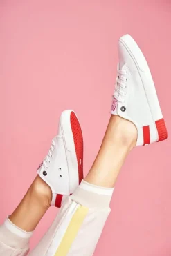 Trampki Damskie Big Star|Trampki Damskie Niskie>Big Star Shoes Damskie Skórzane Tenisówki BIG STAR FF274174 Biało Czerwone