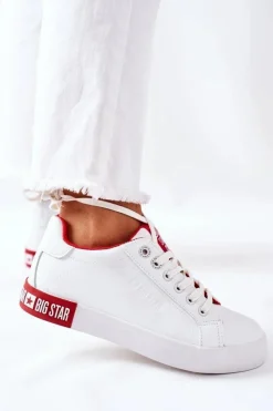 Trampki Damskie Big Star|Trampki Damskie Niskie>Big Star Shoes Damskie Skórzane Tenisówki BIG STAR II274032 Biało-Czerwone