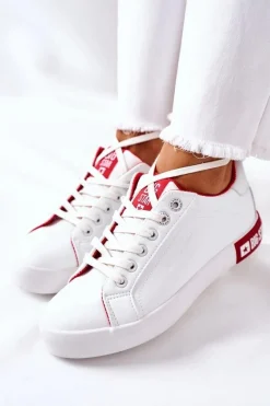 Trampki Damskie Big Star|Trampki Damskie Niskie></noscript>Big Star Shoes Damskie Skórzane Tenisówki BIG STAR II274032 Biało-Czerwone