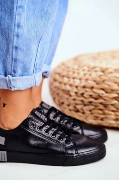 Trampki Damskie Big Star|Trampki Damskie Niskie></noscript>Big Star Shoes Damskie Skórzane Tenisówki BIG STAR FF274177 Czarno Szare