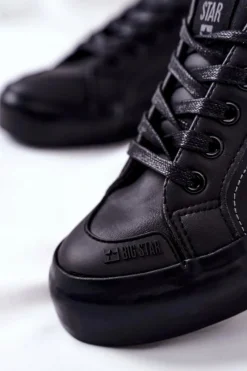 Trampki Damskie Big Star|Trampki Damskie Niskie></noscript>Big Star Shoes Damskie Skórzane Tenisówki BIG STAR II274029 Czarne