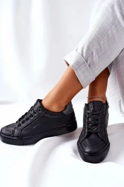 Trampki Damskie Big Star|Trampki Damskie Niskie></noscript>Big Star Shoes Damskie Skórzane Tenisówki BIG STAR II274029 Czarne