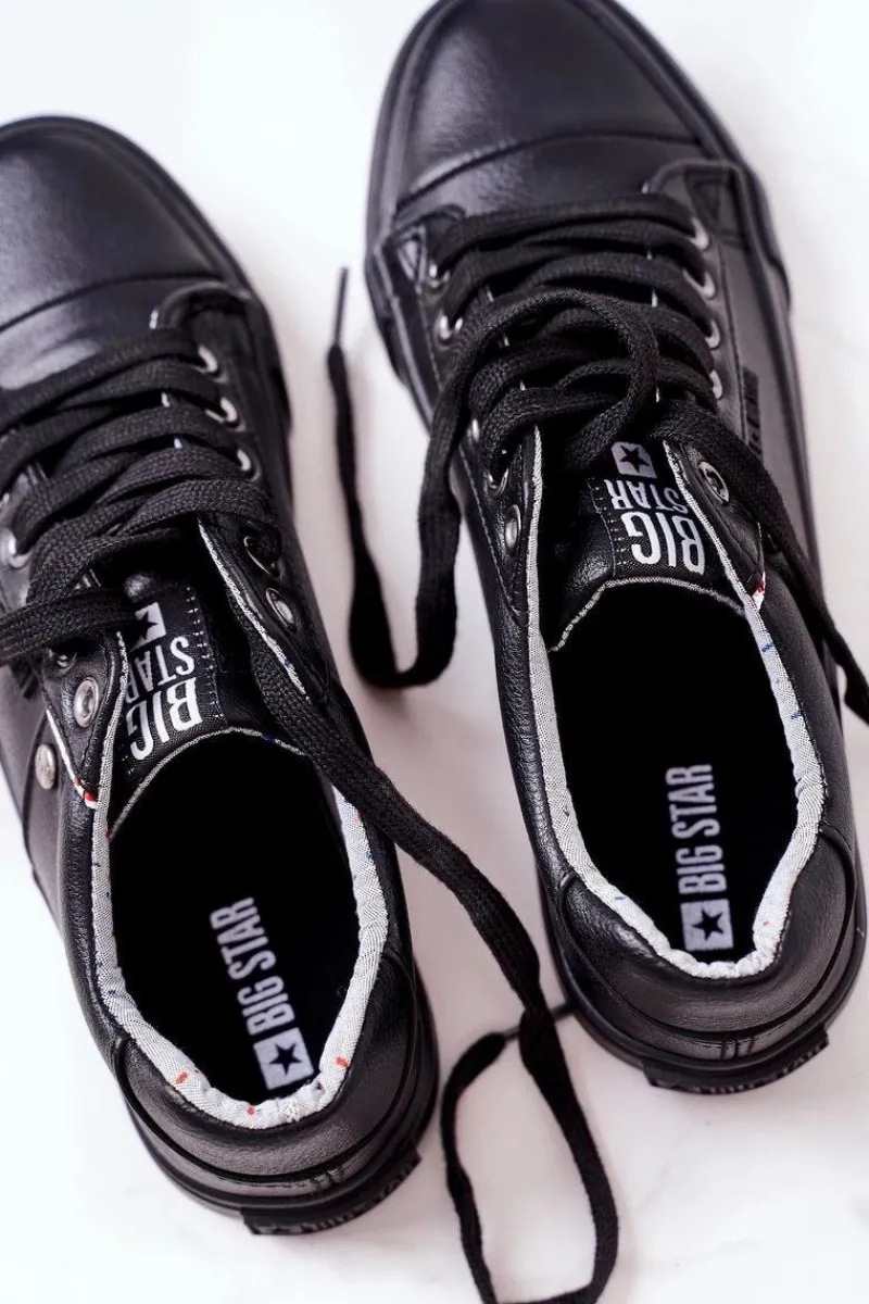 Hot Big Star Shoes Damskie Skórzane Trampki Big Star GG274061 Czarne