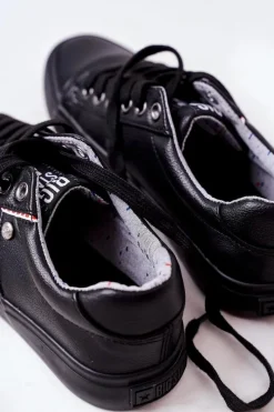 Hot Big Star Shoes Damskie Skórzane Trampki Big Star GG274061 Czarne