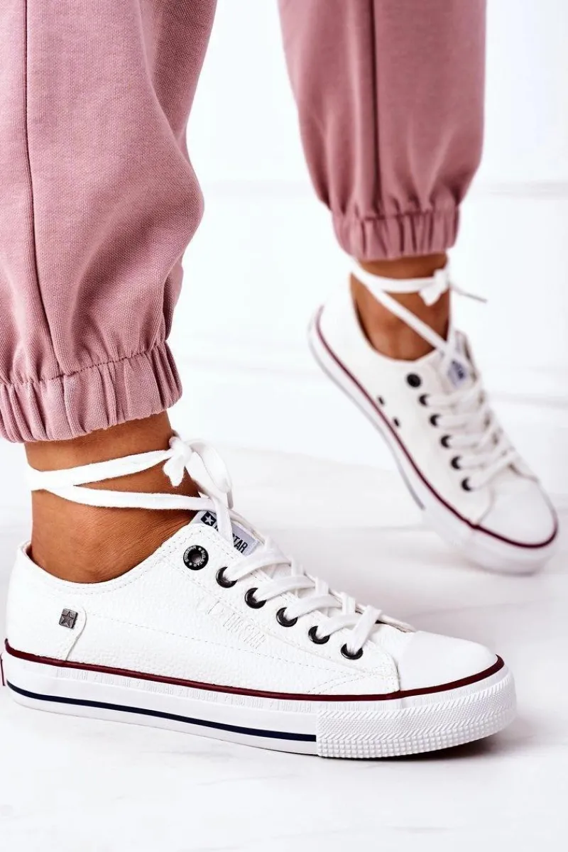 Trampki Damskie Big Star|Trampki Damskie Niskie>Big Star Shoes Damskie Skórzane Trampki BIG STAR II274001 Białe