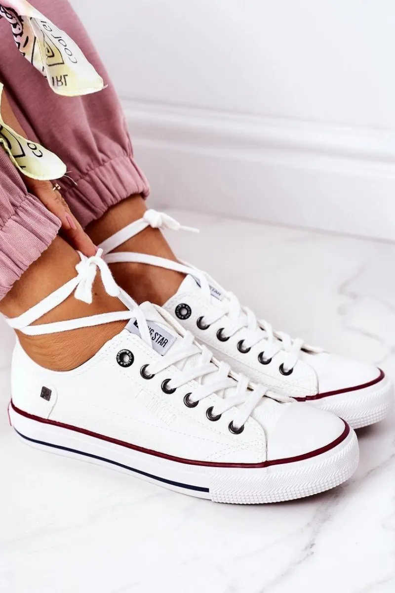 Trampki Damskie Big Star|Trampki Damskie Niskie>Big Star Shoes Damskie Skórzane Trampki BIG STAR II274001 Białe