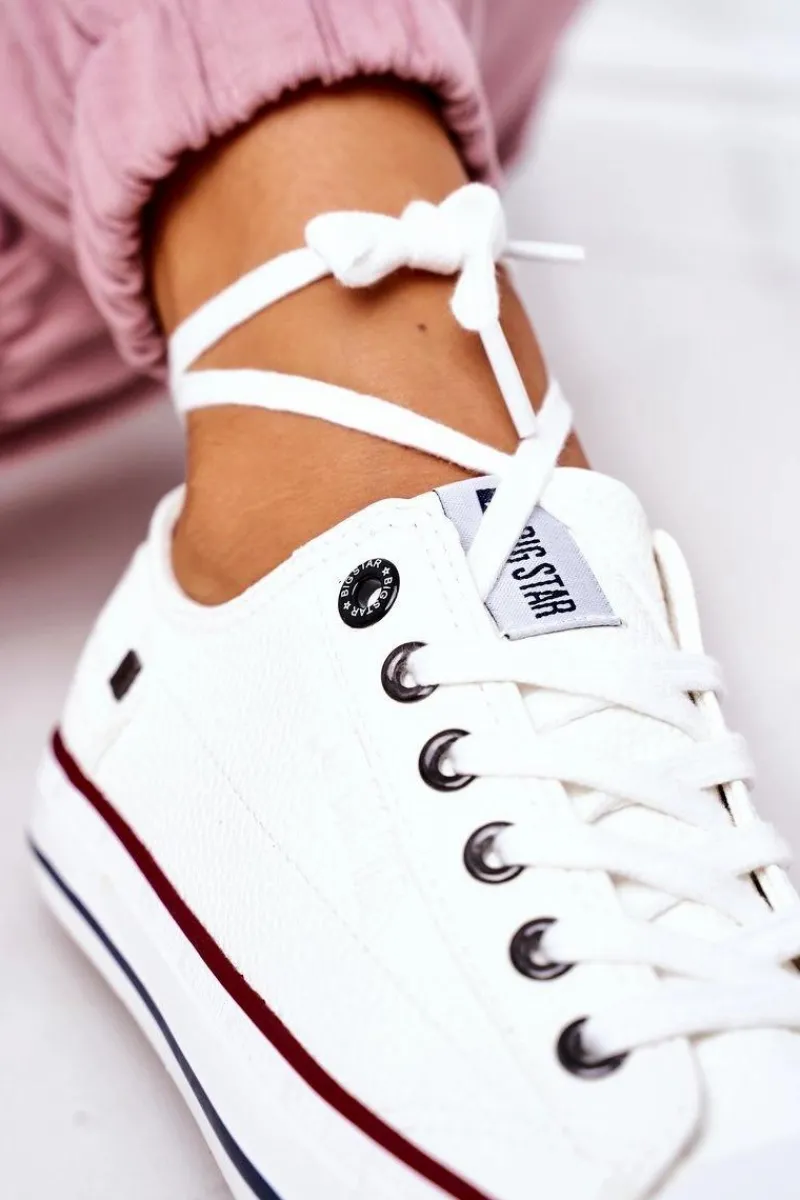 Trampki Damskie Big Star|Trampki Damskie Niskie>Big Star Shoes Damskie Skórzane Trampki BIG STAR II274001 Białe