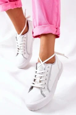 Big Star Shoes Damskie Skórzane Trampki BIG STAR II274055 Białe