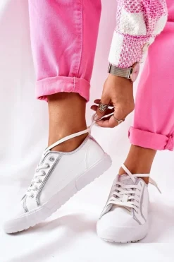 Big Star Shoes Damskie Skórzane Trampki BIG STAR II274055 Białe