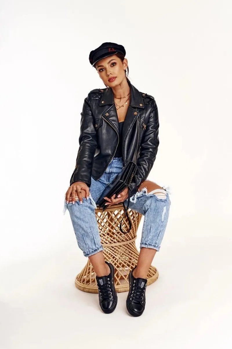 Trampki Damskie Big Star|Trampki Damskie Niskie>Big Star Shoes Damskie Skórzane Trampki Big Star Czarne V274871 Czarny