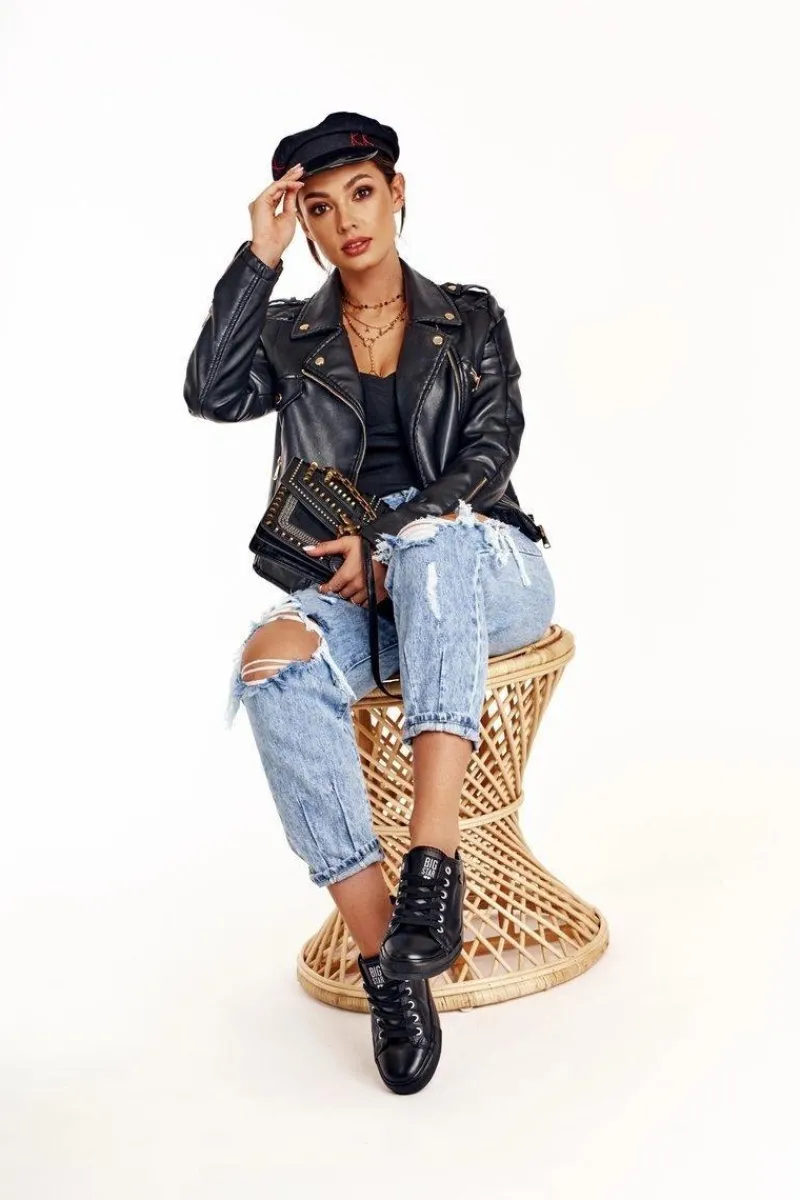 Trampki Damskie Big Star|Trampki Damskie Niskie>Big Star Shoes Damskie Skórzane Trampki Big Star Czarne V274871 Czarny