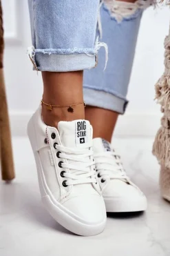 Hot Damskie Skórzane Trampki Big Star GG274060 Białe Damskie Trampki Damskie Big Star|Trampki Damskie Niskie