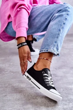 Trampki Damskie Niskie|Trampki Damskie Big Star>Big Star Shoes Damskie Skórzane Trampki Big Star KK274096 Czarne