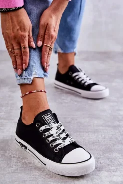 Trampki Damskie Niskie|Trampki Damskie Big Star>Big Star Shoes Damskie Skórzane Trampki Big Star KK274096 Czarne